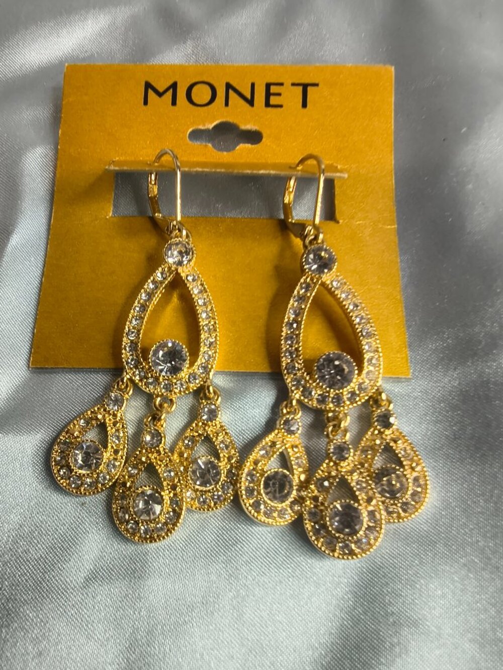 Monet Gold Tone Chandelier Earrings